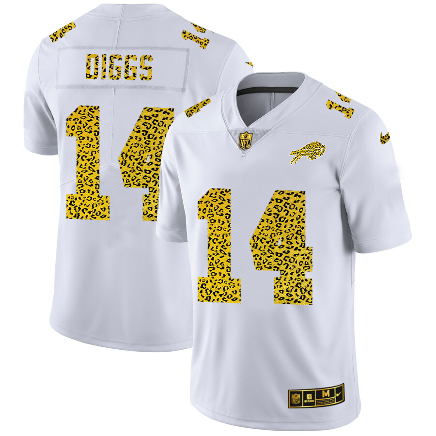 Buffalo Bills #14 Stefon Diggs Men Nike Flocked Leopard Print Vapor Limited NFL Jersey White->carolina panthers->NFL Jersey